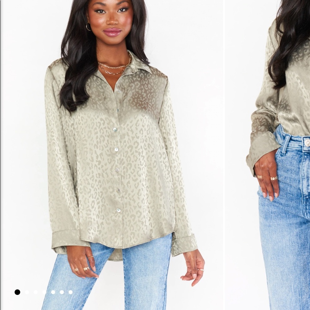 Smith Button down in sage leopard